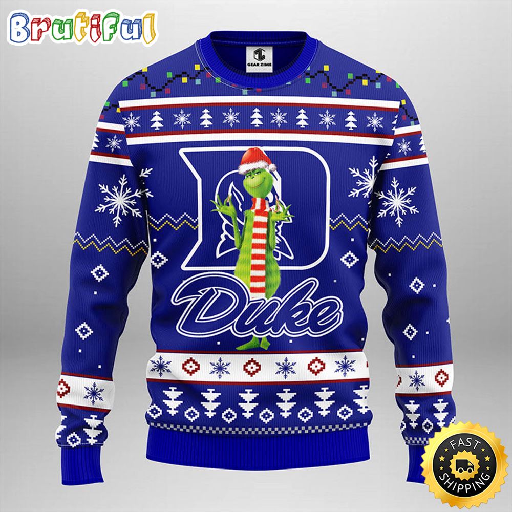 NCAA Duke Blue Devils Christmas Ugly Sweater Print Funny Grinch Gift For Football Fans 2 gi4yvd