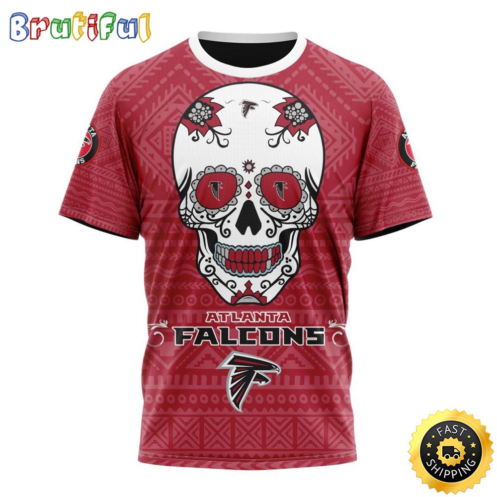 NFL Atlanta Falcons All Over Print 3D T Shirt Specialized Kits For Dia De Muertos Show Your Team Spirit 1