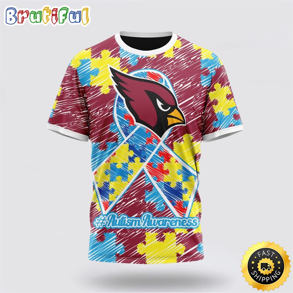 NFL Arizona Cardinals All Over Print 3D T Shirt Puzzle Autism Awareness Unisex T Shirt 1 dvknl5