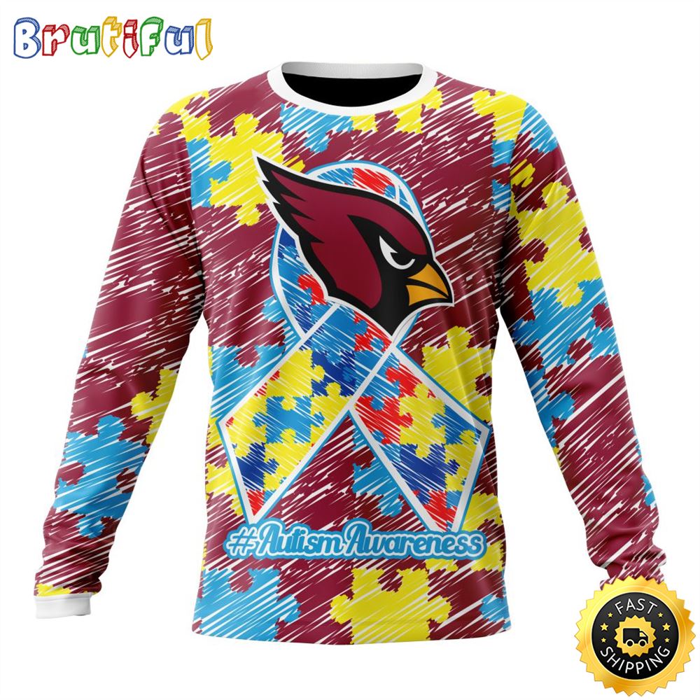 NFL Arizona Cardinals Crewneck Sweatshirt Puzzle Autism Awareness Unisex Sweatshirt 1 yfcl4x
