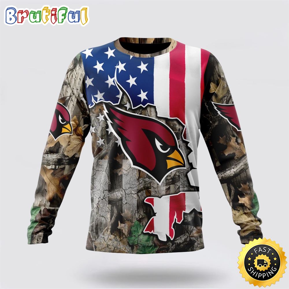 NFL Arizona Cardinals Crewneck Sweatshirt USA Flag Camo Realtree Hunting Show Your Team Spirit 1 rqd8t1