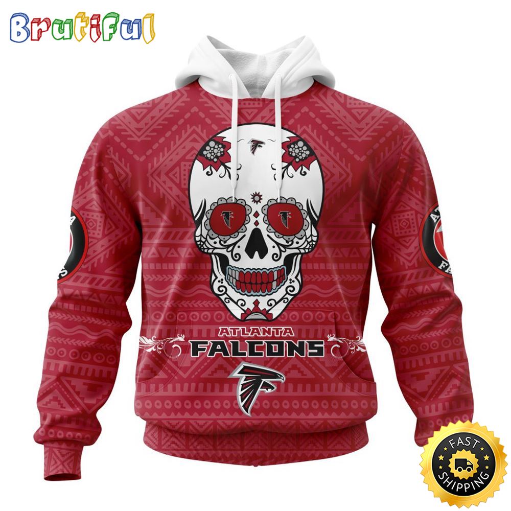 NFL Atlanta Falcons All Over Print 3D Hoodie Specialized Kits For Dia De Muertos Show Your Team Spirit 1 shgwtu