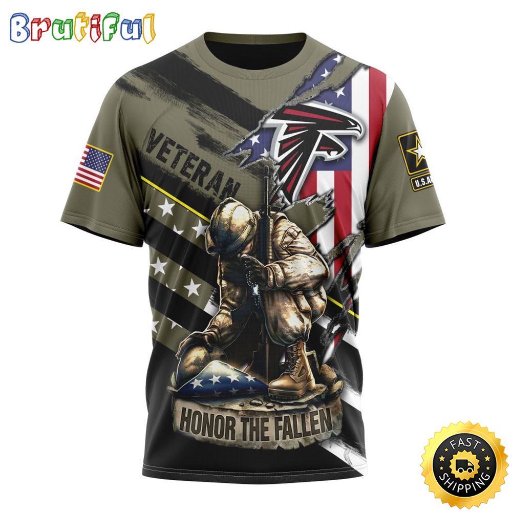 NFL Atlanta Falcons All Over Print 3D T Shirt Honor Veterans Kneeling Soldier Unisex Tshirt 1 odxohg