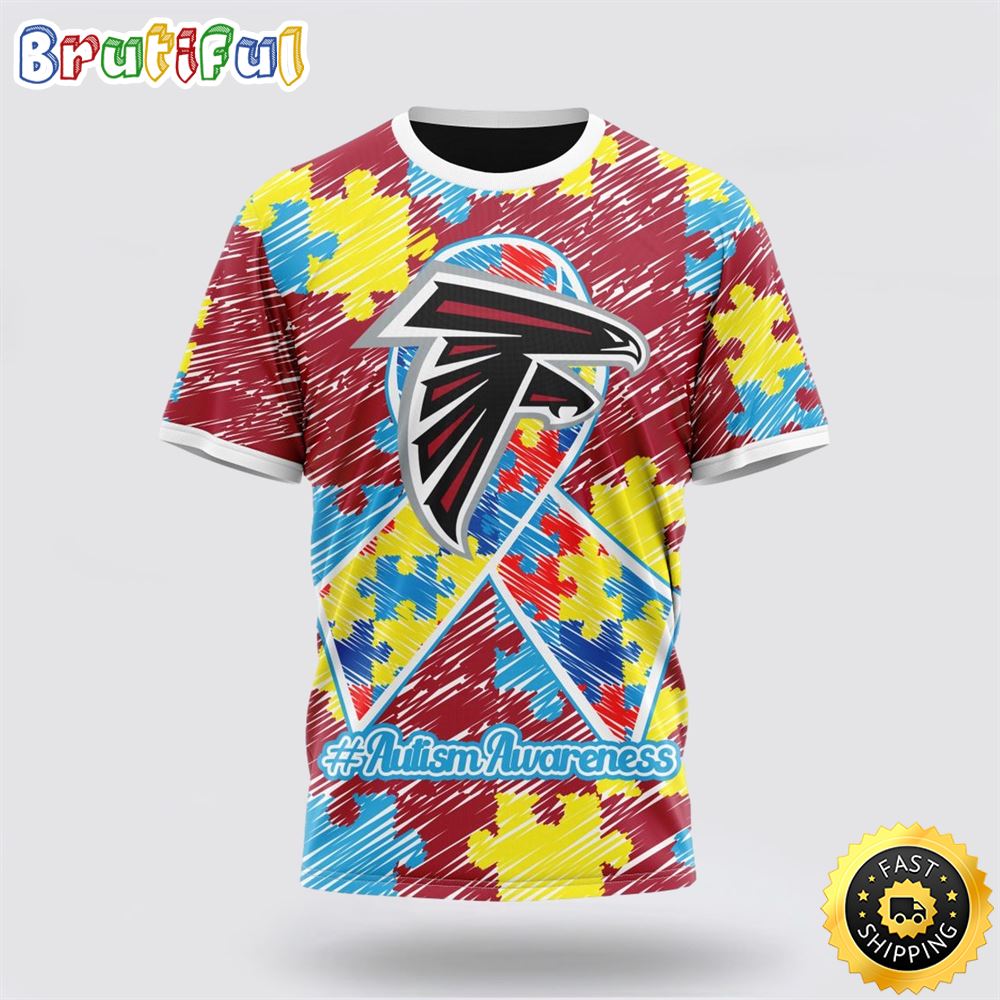 NFL Atlanta Falcons All Over Print 3D T Shirt Puzzle Autism Awareness Unisex T Shirt 1 p0zvna