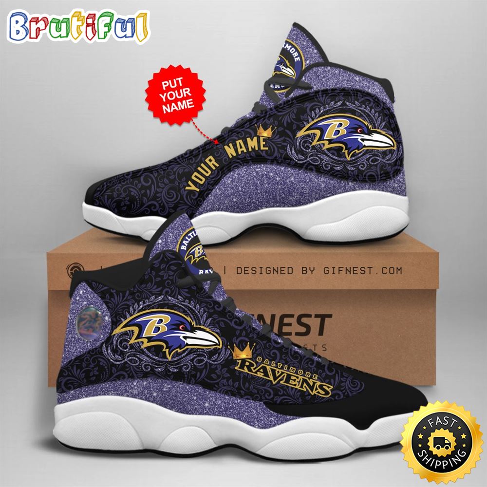 NFL Baltimore Ravens Custom Name Air Jordan 13 Shoes V2 tss4nj