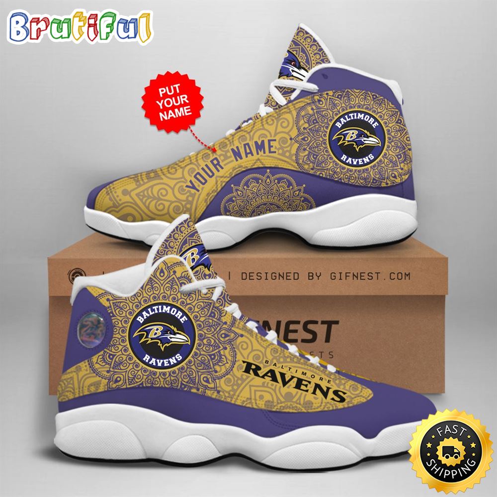 NFL Baltimore Ravens Custom Name Air Jordan 13 Shoes V3 mcjug7