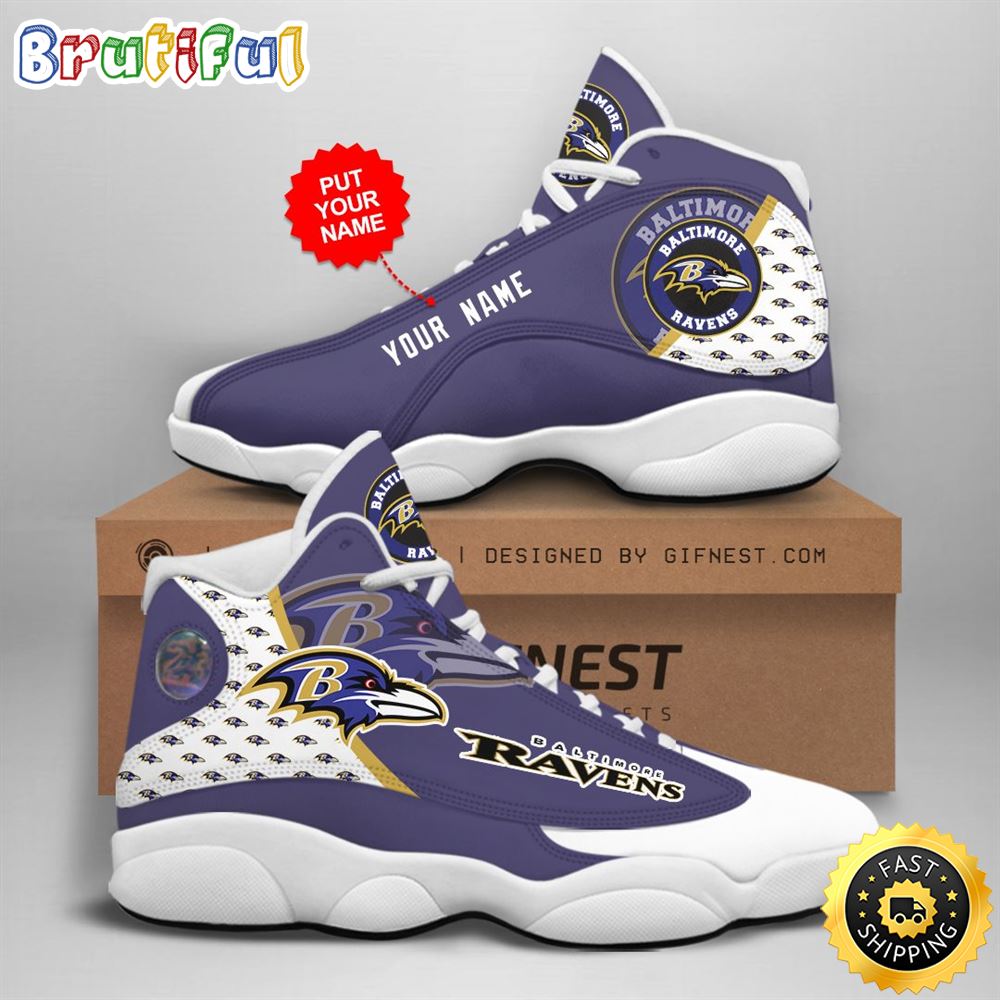 NFL Baltimore Ravens Custom Name Air Jordan 13 Shoes V4 kxealk