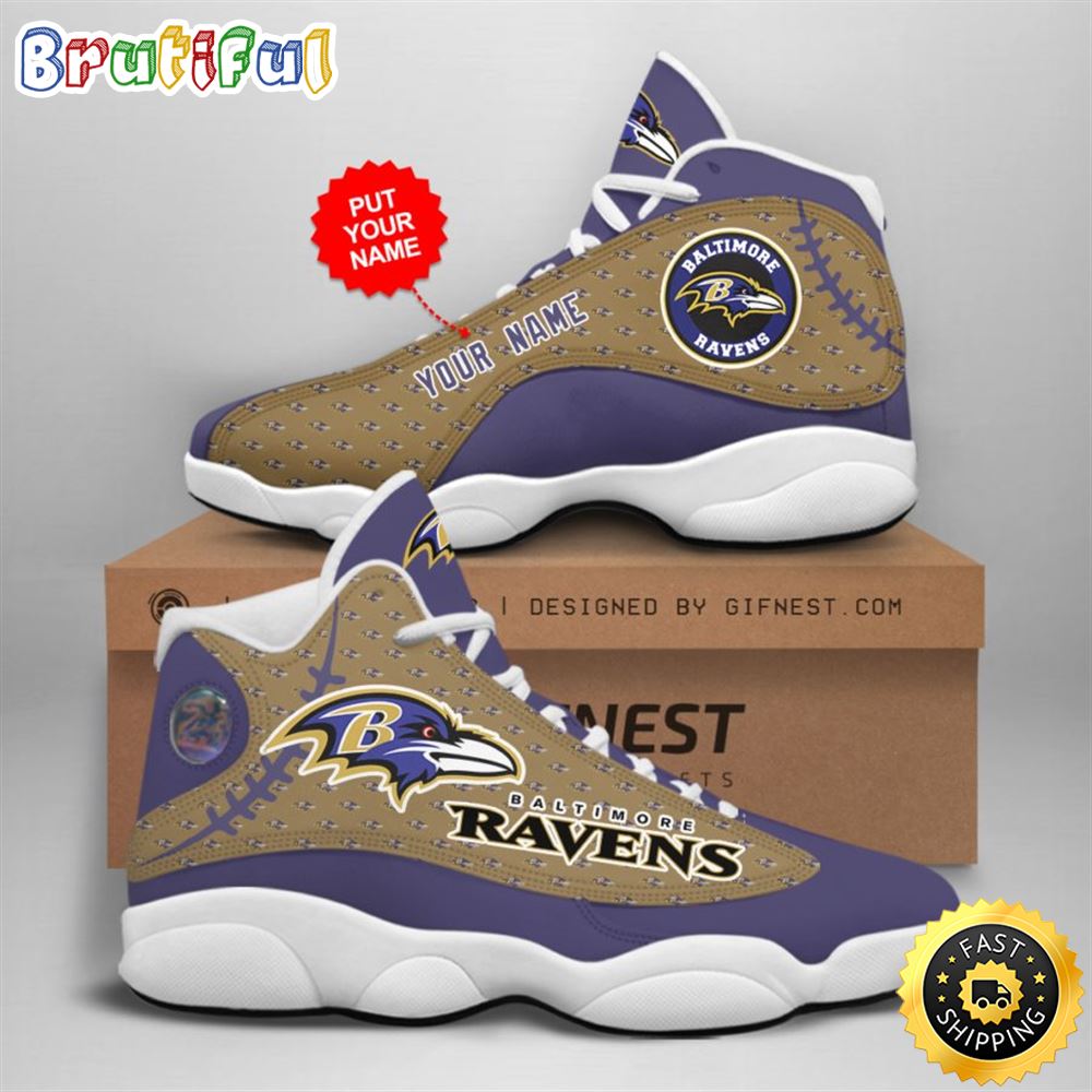 NFL Baltimore Ravens Custom Name Air Jordan 13 Shoes V6 vkppql