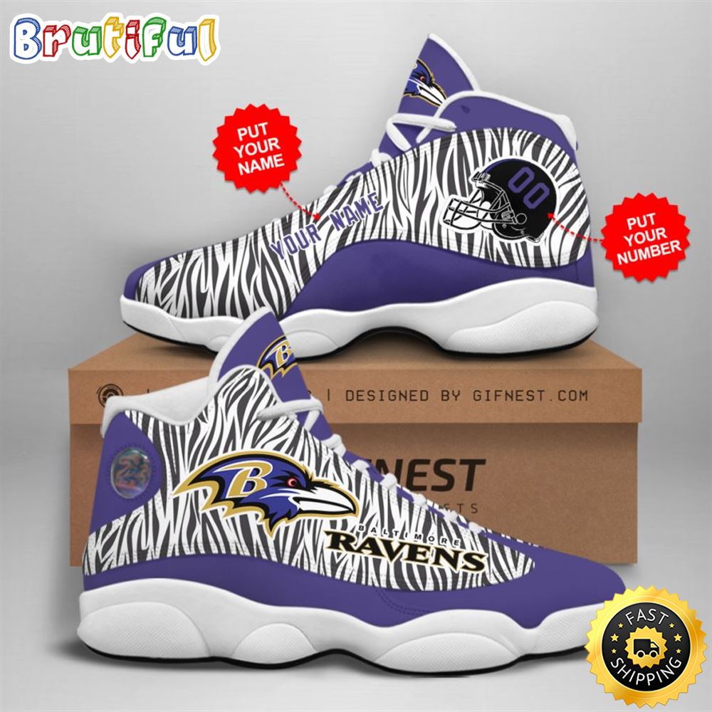 NFL Baltimore Ravens Custom Name Number Air Jordan 13 Shoes V5 ukbnss