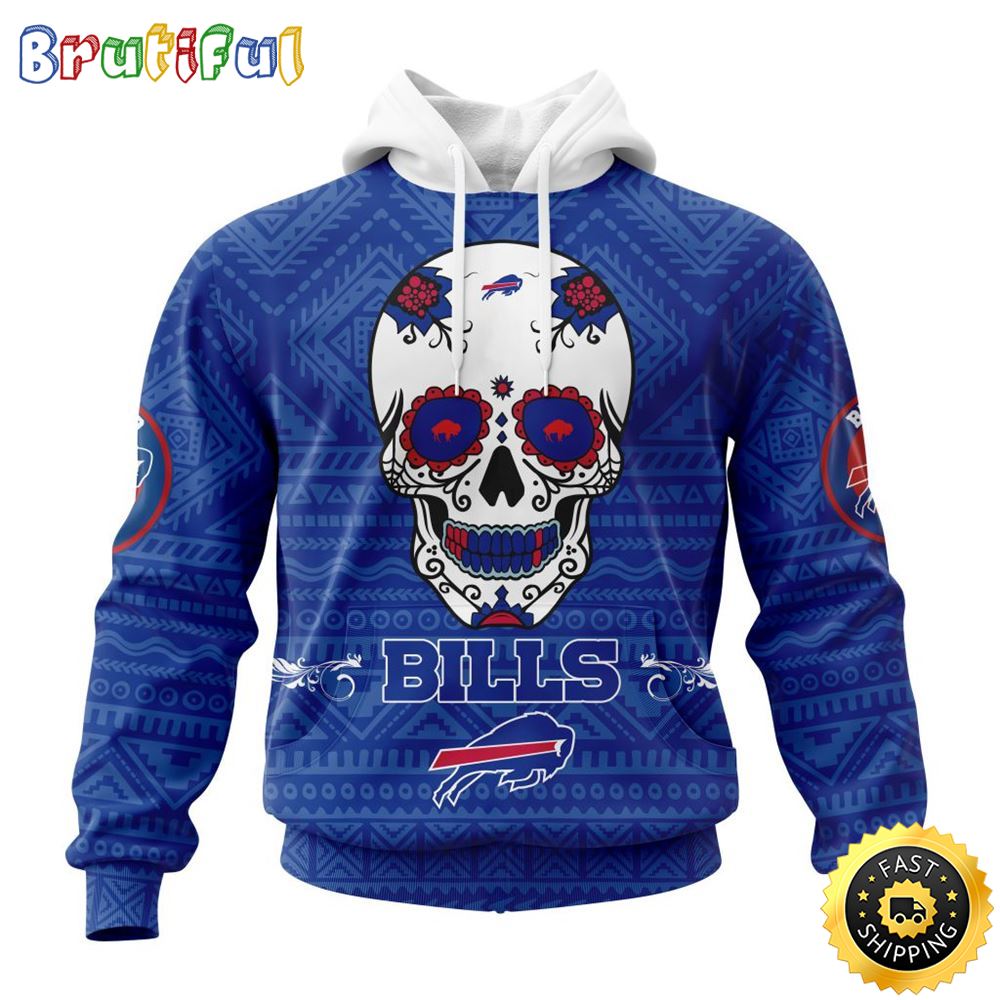 NFL Buffalo Bills All Over Print 3D Hoodie Specialized Kits For Dia De Muertos Show Your Team Spirit 1 rxtbhp