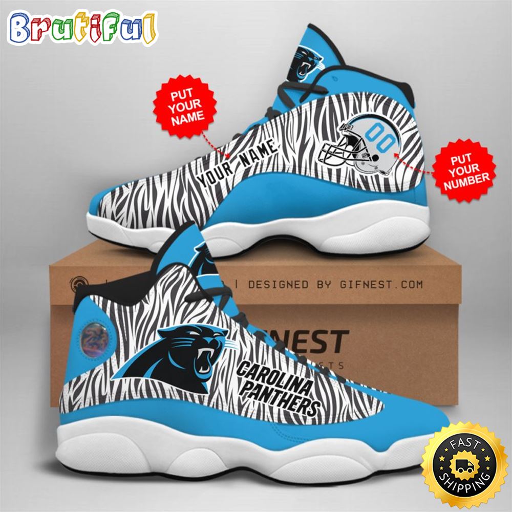 NFL Carolina Panthers Custom Name Number Air Jordan 13 Shoes V2 qd03uc