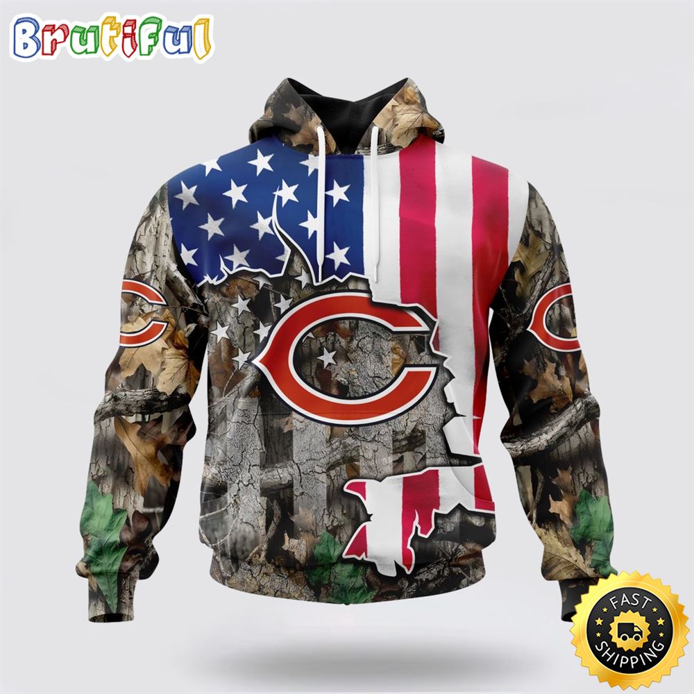 NFL Chicago Bears All Over Print 3D Hoodie USA Flag Camo Realtree Hunting Unique And Eye Catching 1 sacnju