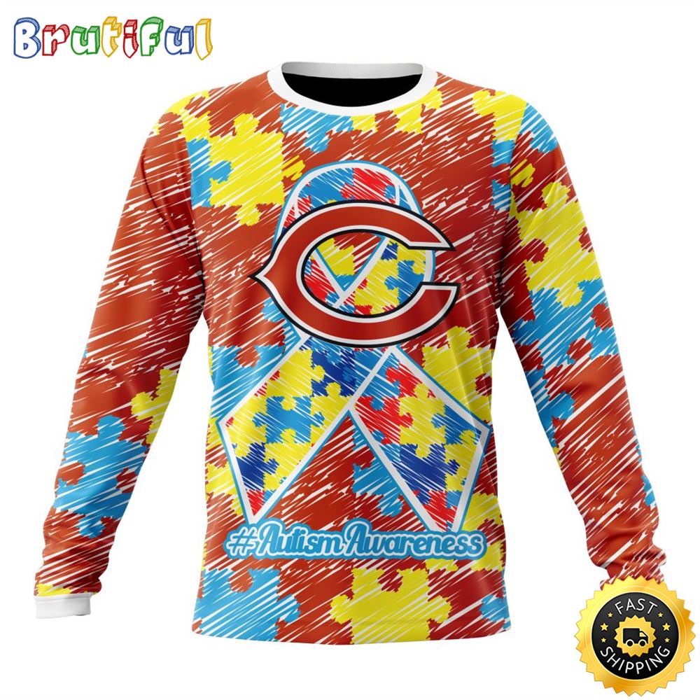 NFL Chicago Bears Crewneck Sweatshirt Puzzle Autism Awareness Unisex Sweatshirt 1 goda1k