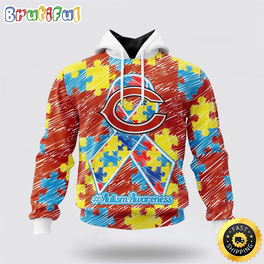 NFL Chicago Bears Puzzle Autism Awareness All Over Print 3D Hoodie Unisex Hoodie 1 rylehw