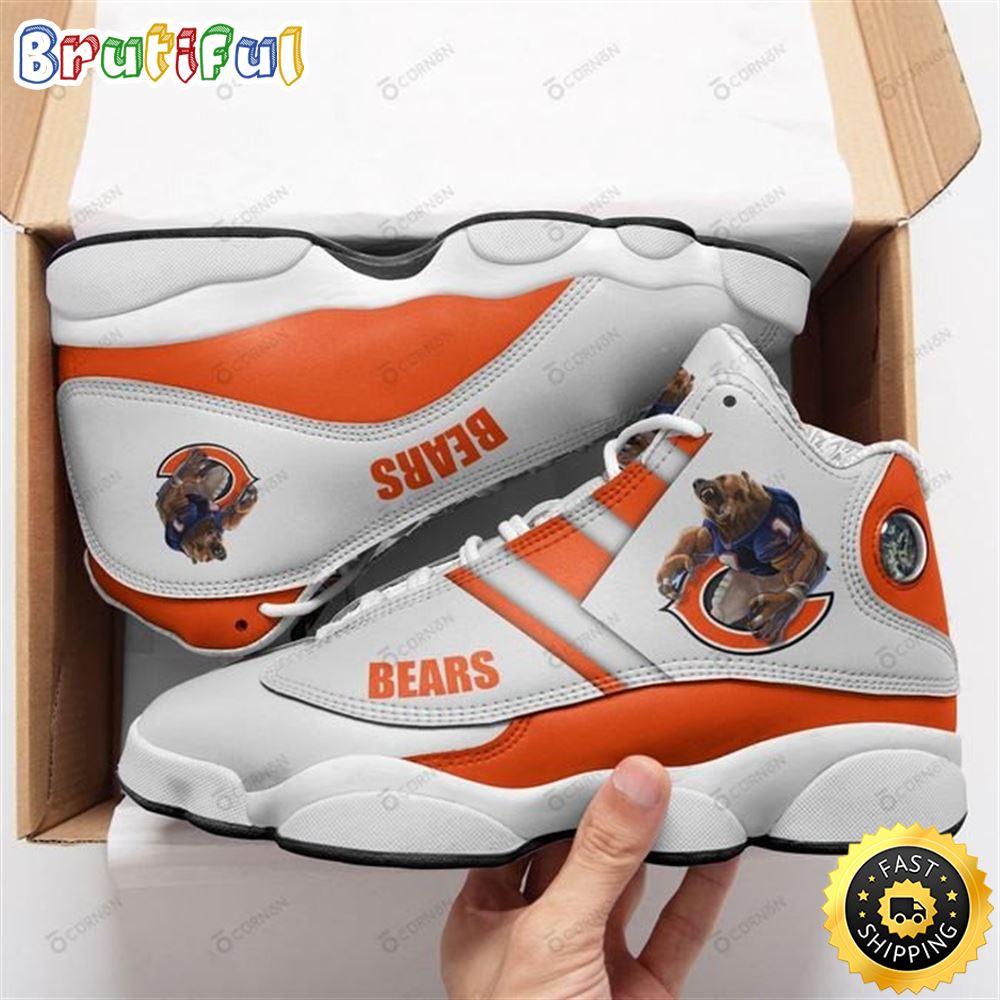 NFL Chicago Bears White Orange Stripes For Fans Air Jordan 13 Shoes g4wfxn