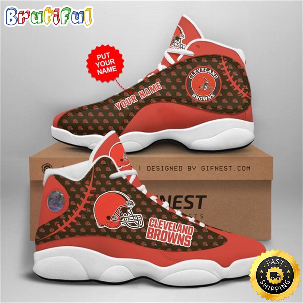 NFL Cleveland Browns Custom Name Air Jordan 13 Shoes V3 u8tbgr