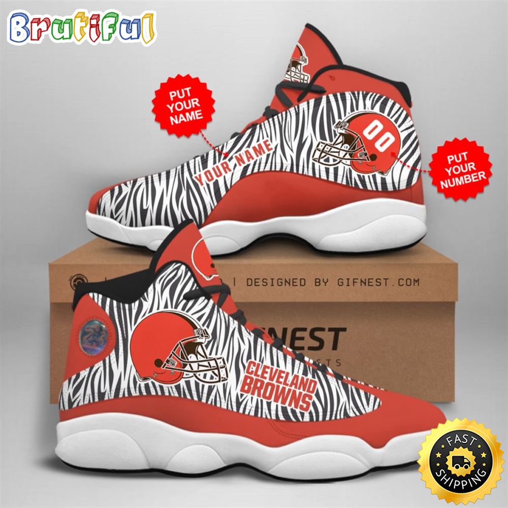 NFL Cleveland Browns Custom Name Number Air Jordan 13 Shoes V2 uthdke