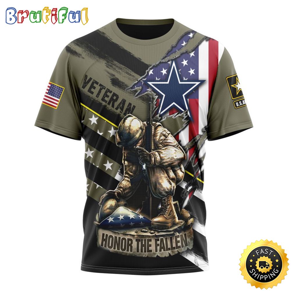 NFL Dallas Cowboys All Over Print 3D T Shirt Honor Veterans Kneeling Soldier Unisex Tshirt 1 p0aaoh