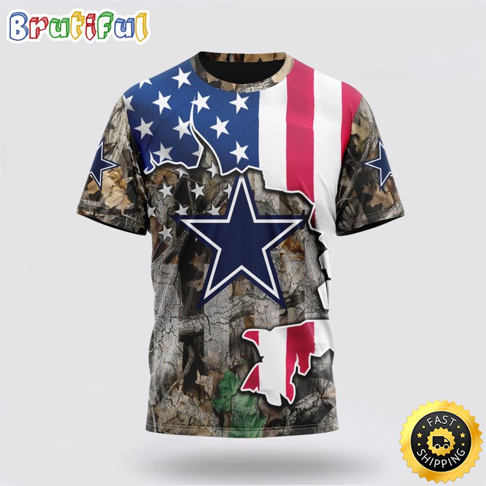 NFL Dallas Cowboys All Over Print 3D T Shirt USA Flag Camo Realtree Hunting Unisex Tshirt 1 oxpqqr
