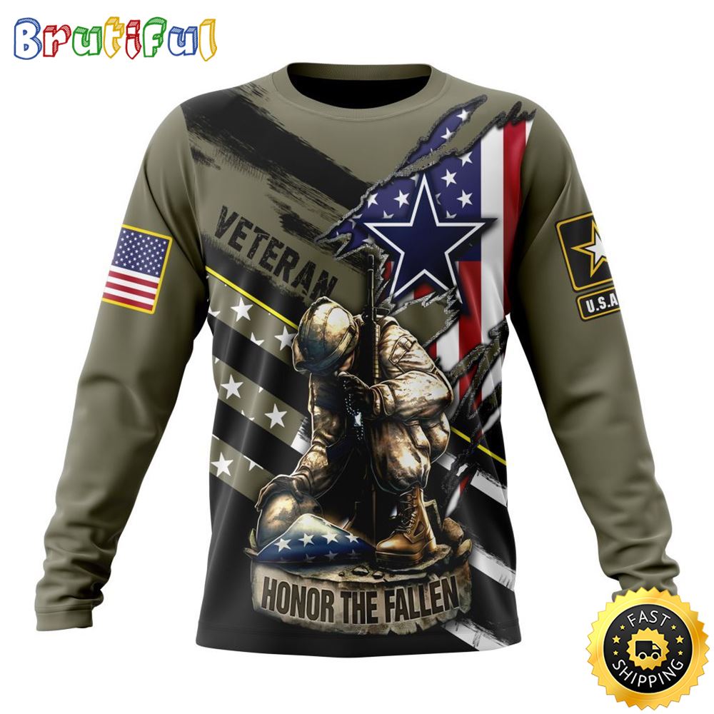 NFL Dallas Cowboys Crewneck Sweatshirt Honor Veterans Kneeling Soldier Gifts For Football Fans 1 z8c7xw