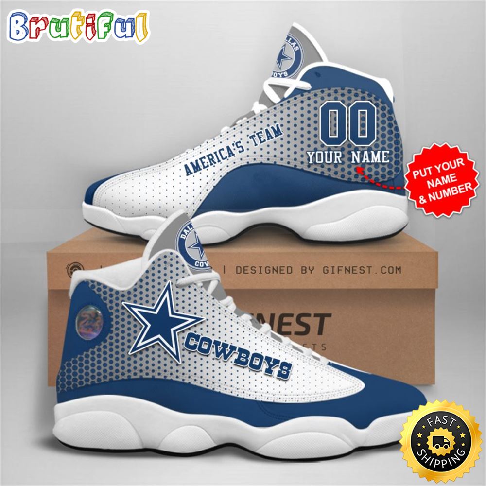 NFL Dallas Cowboys Custom Name Air Jordan 13 Shoes V15 plba3c