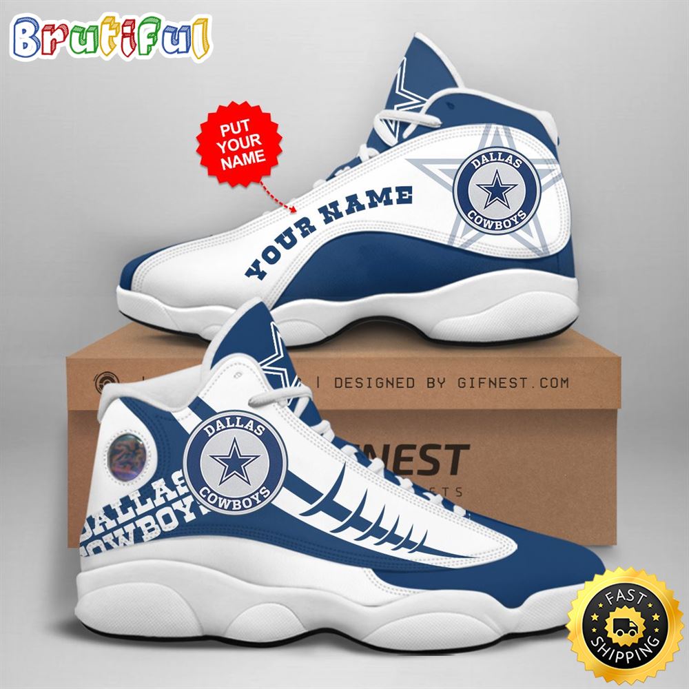 NFL Dallas Cowboys Custom Name Air Jordan 13 Shoes V8 inww6l
