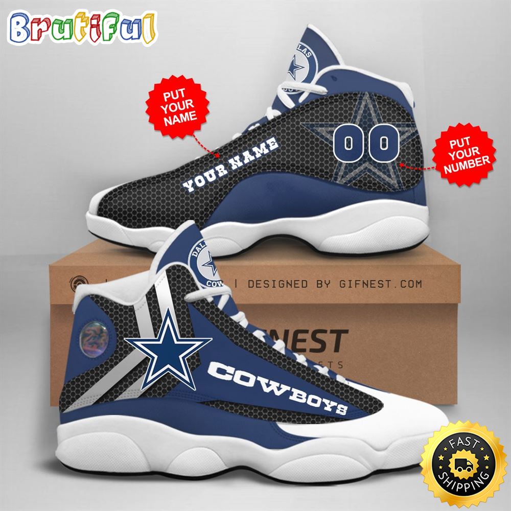NFL Dallas Cowboys Custom Name Number Air Jordan 13 Shoes V9 os3coh