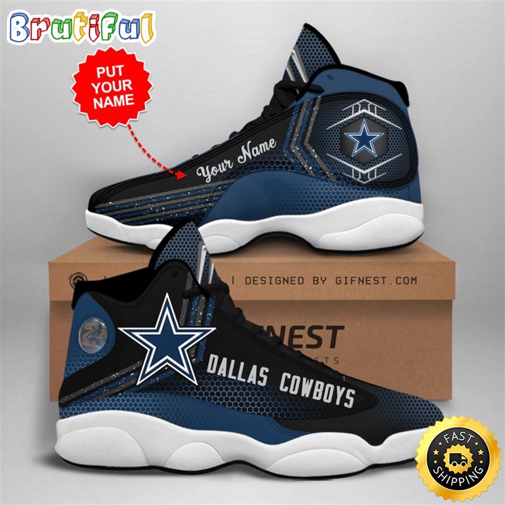 NFL Dallas Cowboys Custom Name Special Hexa Logo Air Jordan 13 Shoes m2khvy