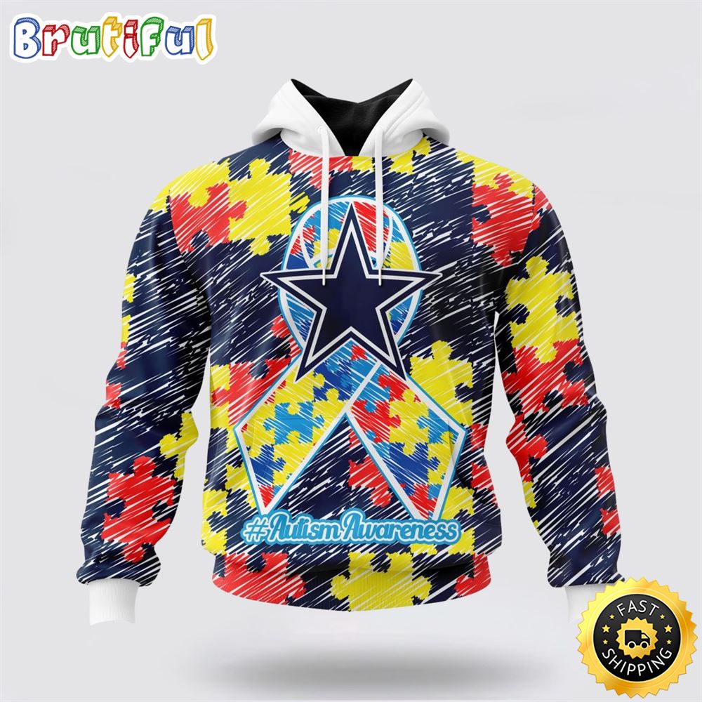 NFL Dallas Cowboys Puzzle Autism Awareness All Over Print 3D Hoodie Unisex Hoodie 1 z8d5yv