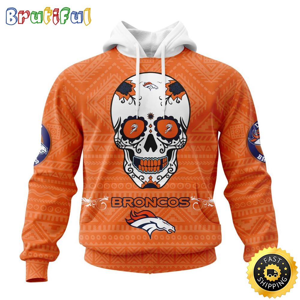 NFL Denver Broncos All Over Print 3D Hoodie Specialized Kits For Dia De Muertos Show Your Team Spirit 1 jf4i9o