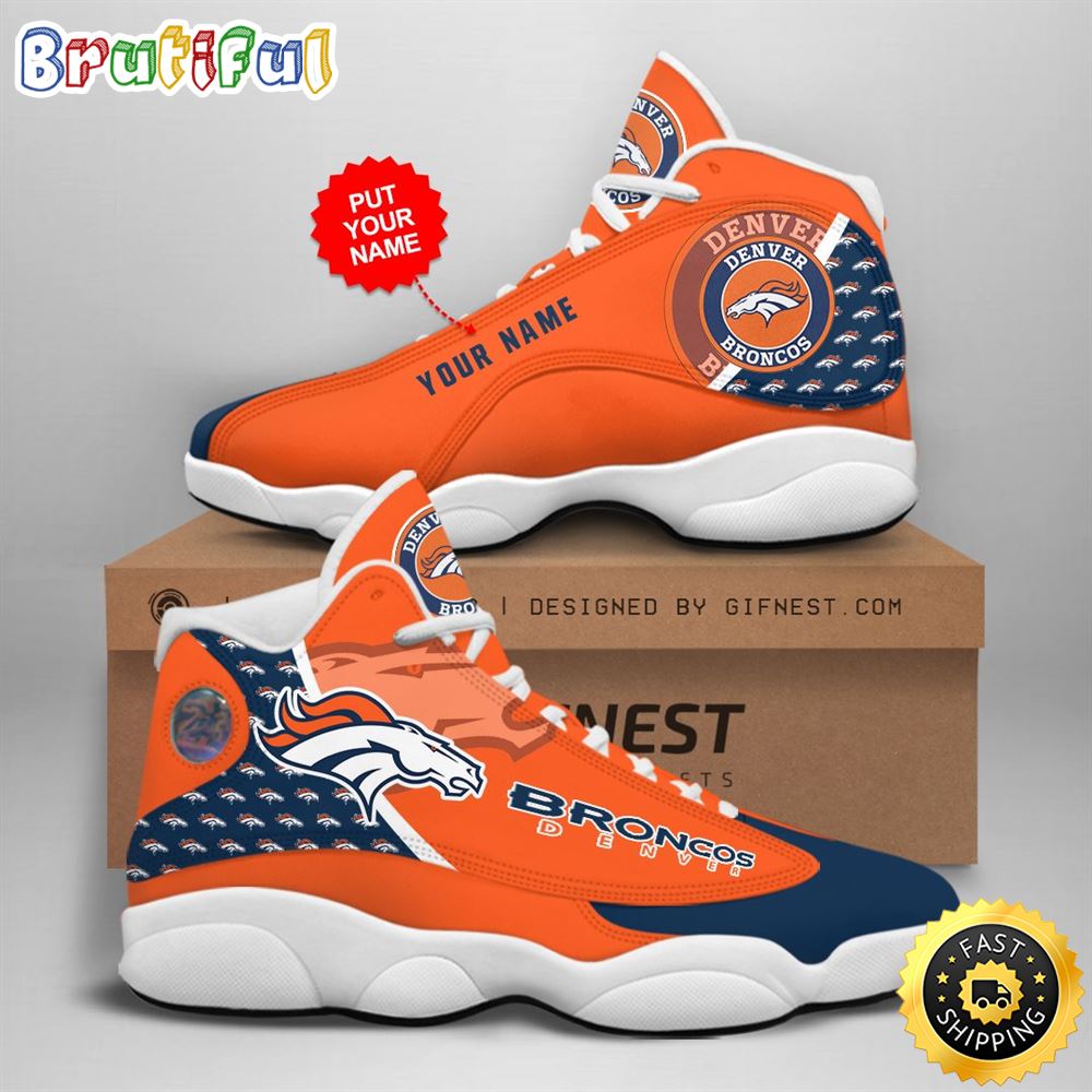 NFL Denver Broncos Custom Name Air Jordan 13 Shoes V1 y3bnxa