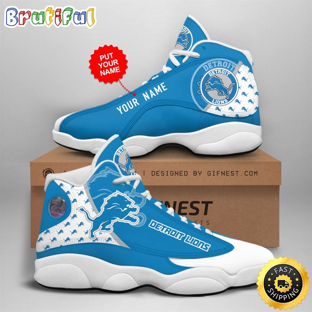 NFL Detroit Lions Custom Name Air Jordan 13 Shoes V2 umzjld