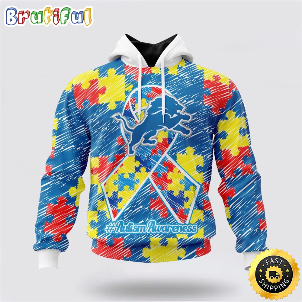 NFL Detroit Lions Puzzle Autism Awareness All Over Print 3D Hoodie Unisex Hoodie 1 kdtiof
