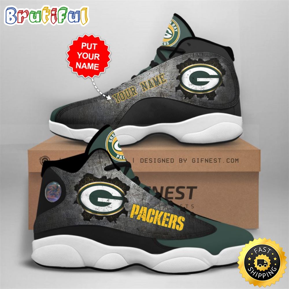 NFL Green Bay Packers Custom Name Air Jordan 13 Shoes V1 vymbqa