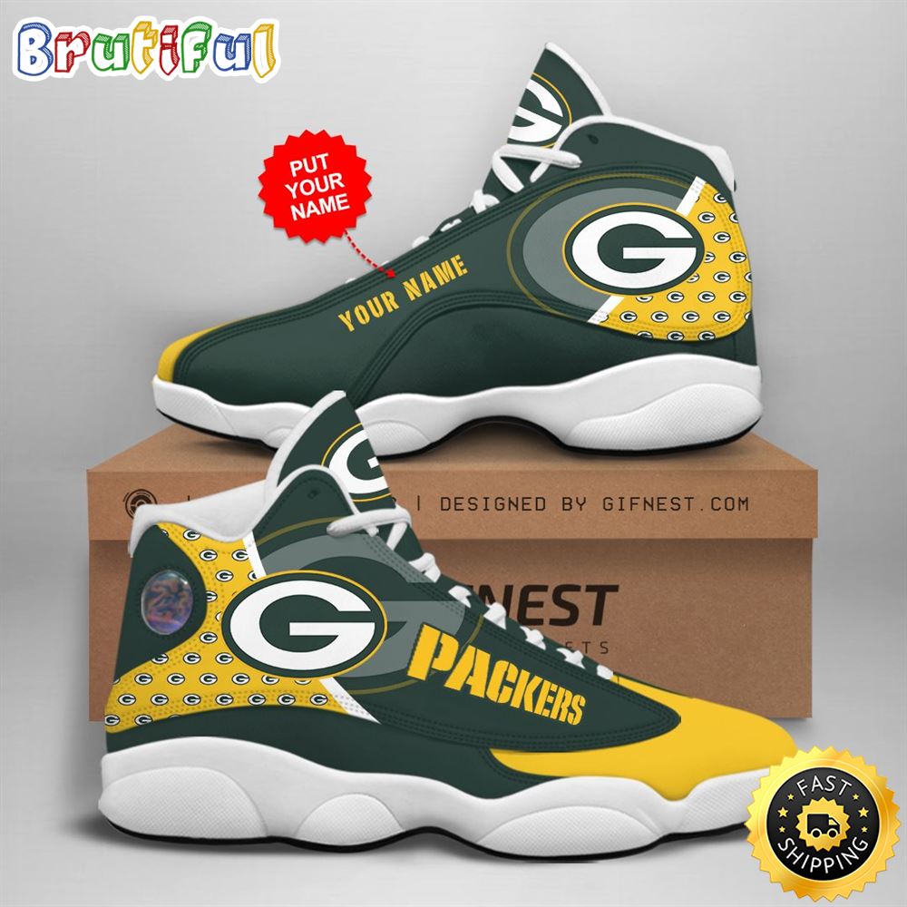 NFL Green Bay Packers Custom Name Air Jordan 13 Shoes V4 sd0fbf