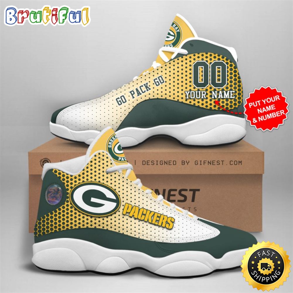 NFL Green Bay Packers Custom Name Air Jordan 13 Shoes V7 wyw6ad