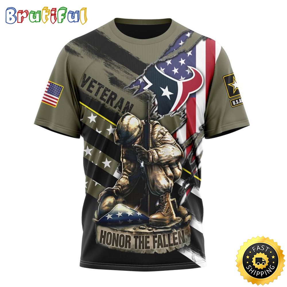 NFL Houston Texans All Over Print 3D T Shirt Honor Veterans Kneeling Soldier Unisex Tshirt 1 puxzyp