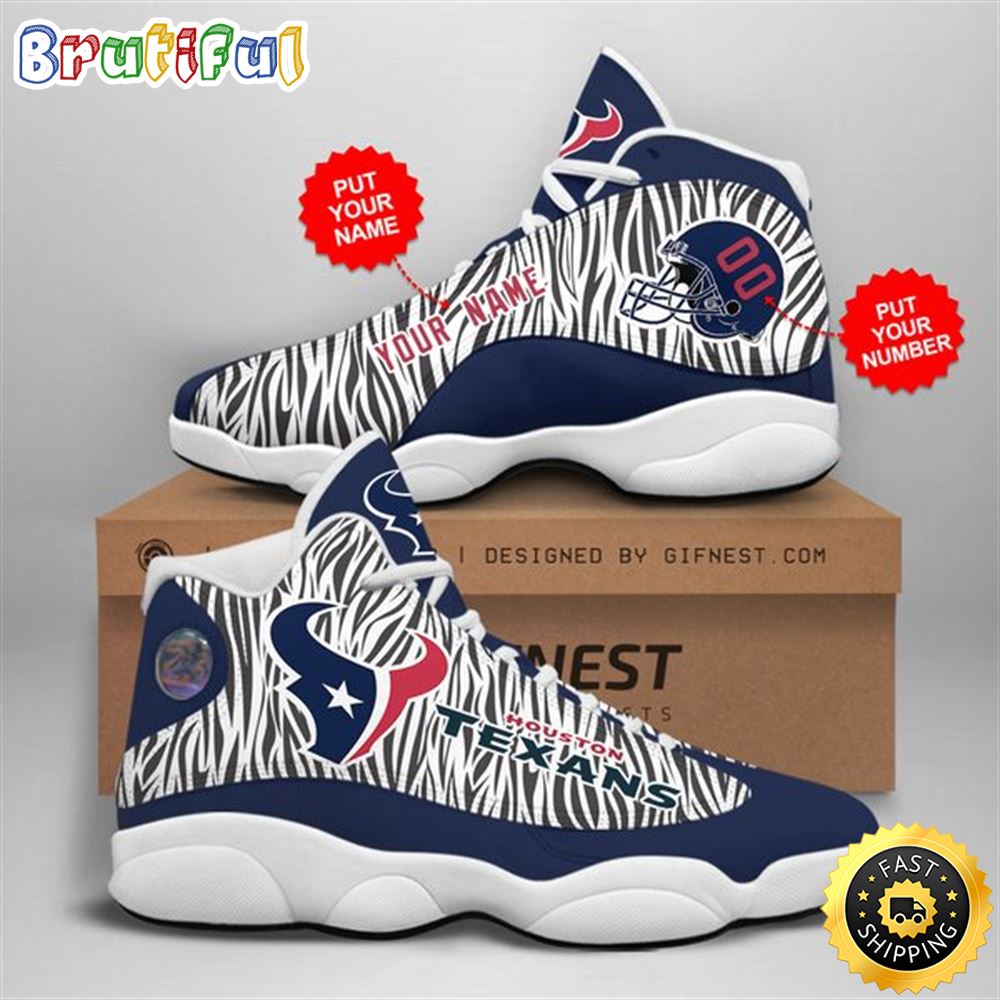 NFL Houston Texans Custom Name Number Air Jordan 13 Shoes V2 hdmyft