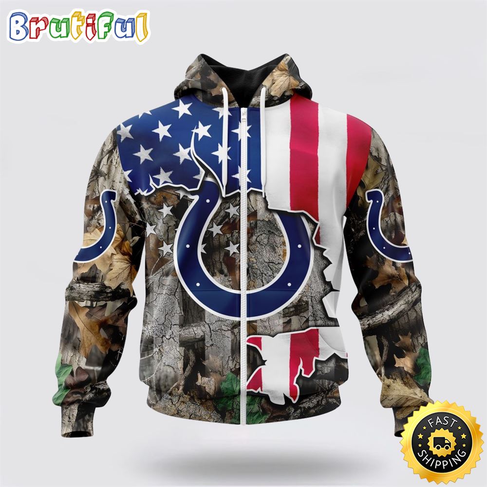 NFL Indianapolis Colts All Over Print Zip Hoodie 3D USA Flag Camo Realtree Hunting Unisex Hoodie 1 ksrogr