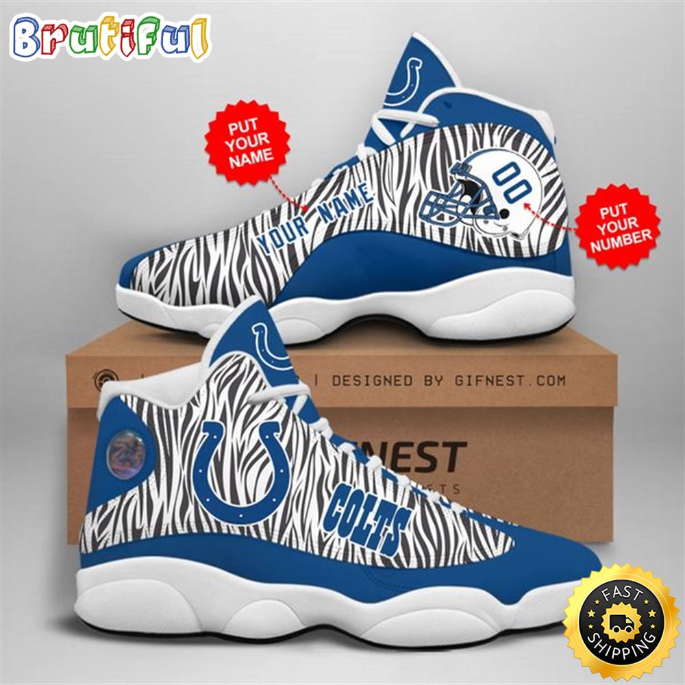 NFL Indianapolis Colts Custom Name Number Air Jordan 13 Shoes V2 sugw2g