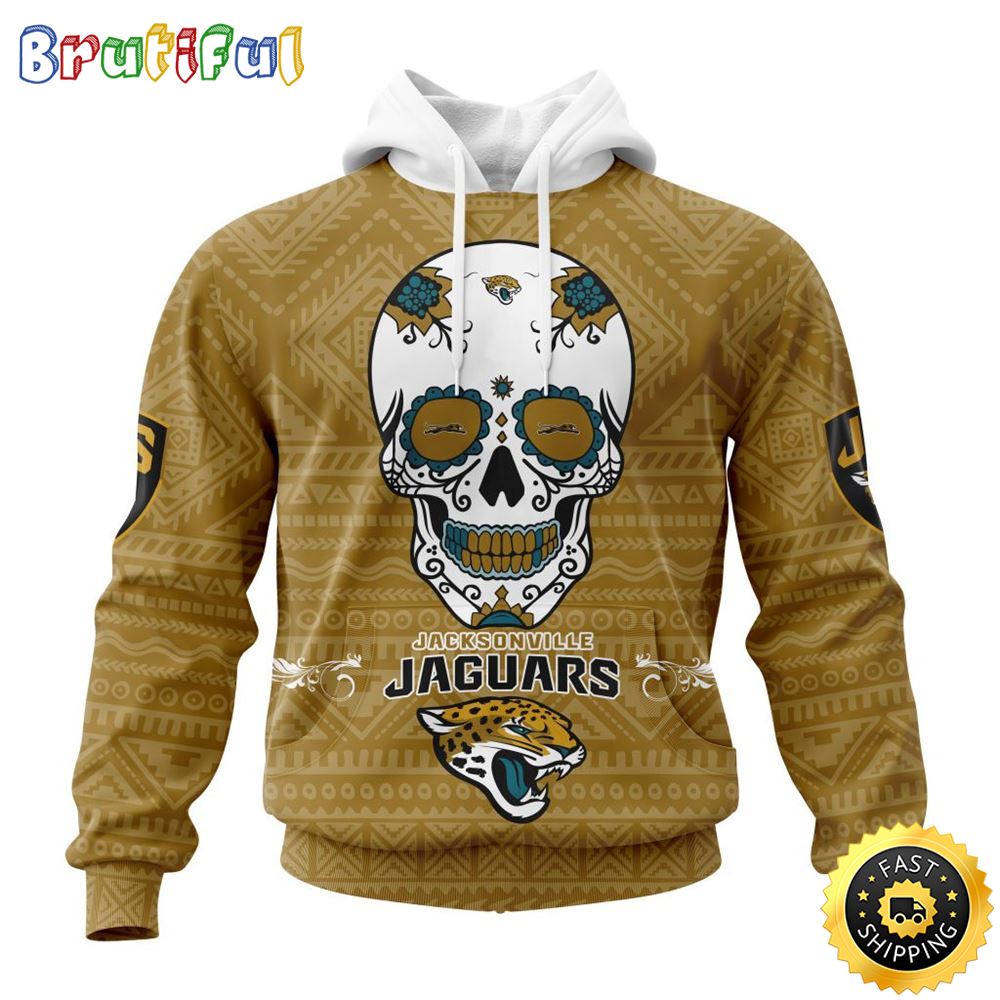 NFL Jacksonville Jaguars All Over Print 3D Hoodie Specialized Kits For Dia De Muertos Show Your Team Spirit 1 nrjiuy