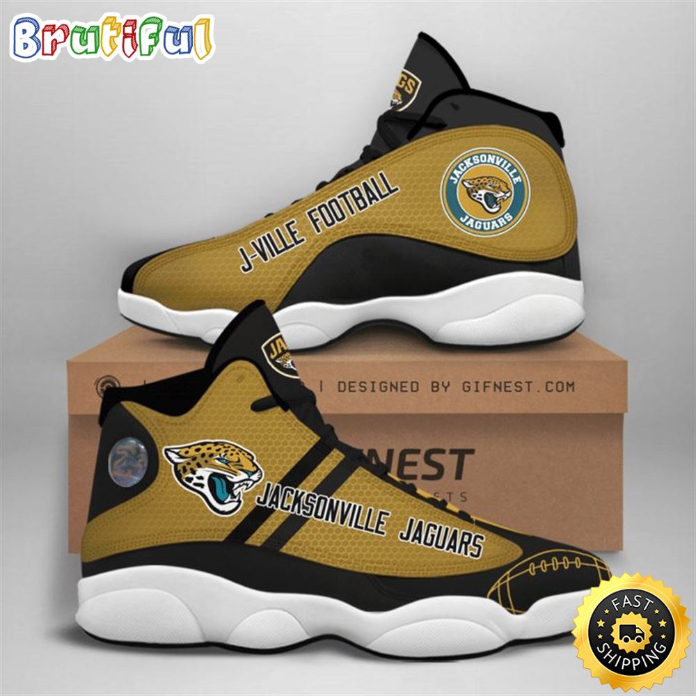 NFL Jacksonville Jaguars Black Gold Air Jordan 13 Shoes ik5san