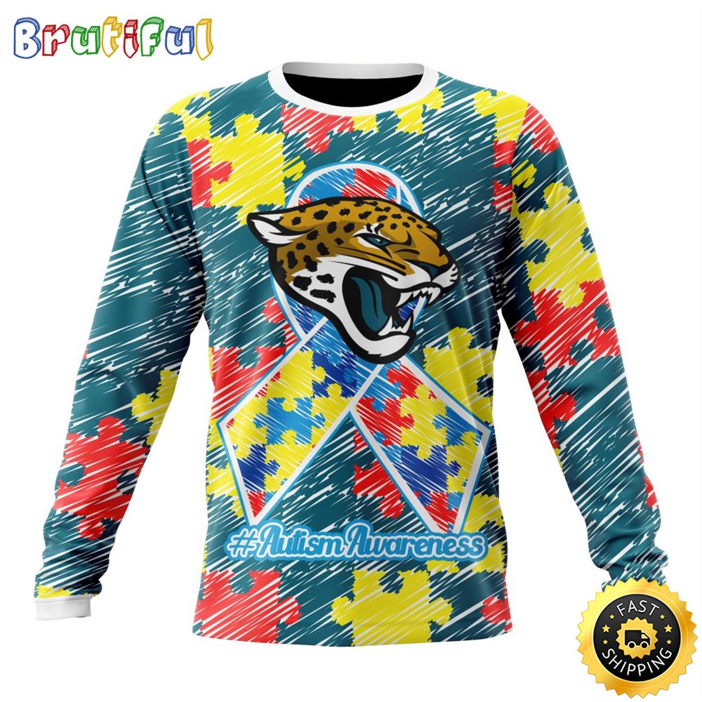 NFL Jacksonville Jaguars Crewneck Sweatshirt Puzzle Autism Awareness Unisex Sweatshirt 1 ziny3c