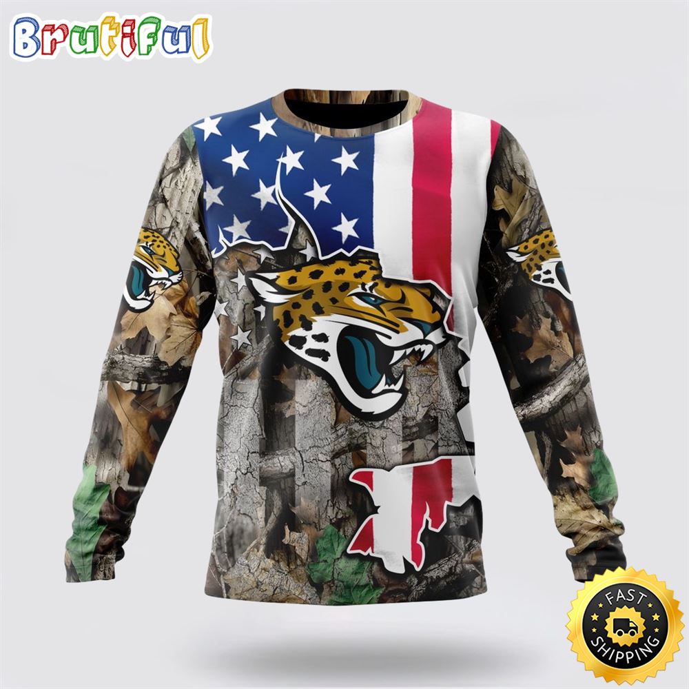 NFL Jacksonville Jaguars Crewneck Sweatshirt USA Flag Camo Realtree Hunting Show Your Team Spirit 1 msh2jj
