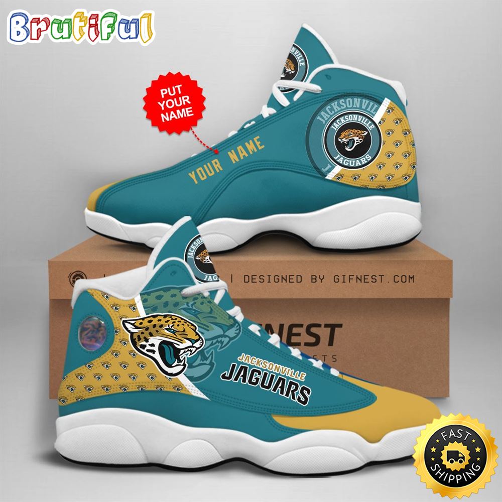 NFL Jacksonville Jaguars Custom Name Air Jordan 13 Shoes V1 hex4iw