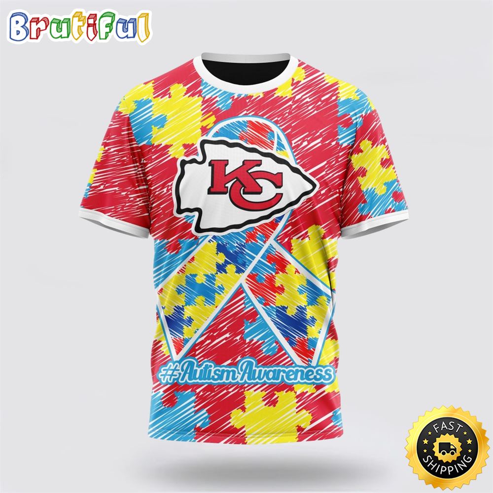 NFL Kansas City Chiefs All Over Print 3D T Shirt Puzzle Autism Awareness Unisex T Shirt 1 wofsg7