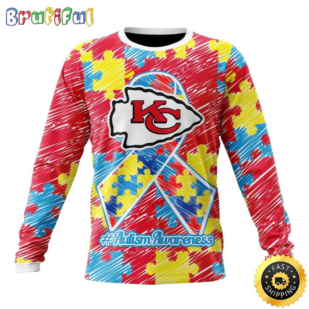 NFL Kansas City Chiefs Crewneck Sweatshirt Puzzle Autism Awareness Unisex Sweatshirt 1 xxvpmf