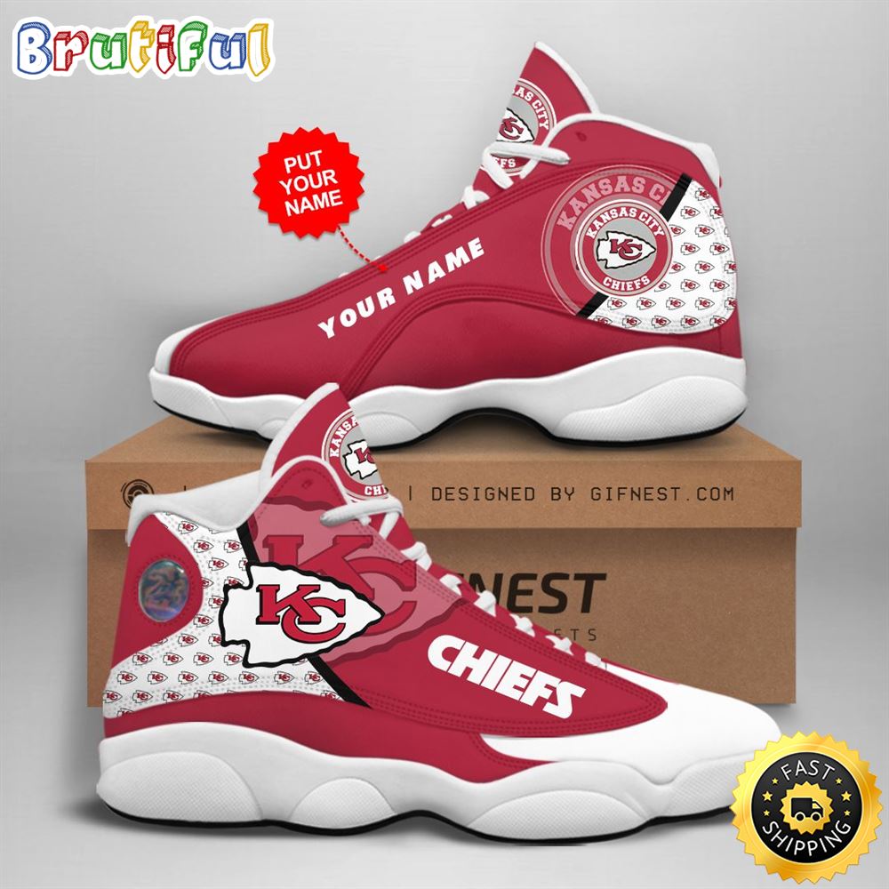 NFL Kansas City Chiefs Custom Name Air Jordan 13 Shoes V2 bsmzht