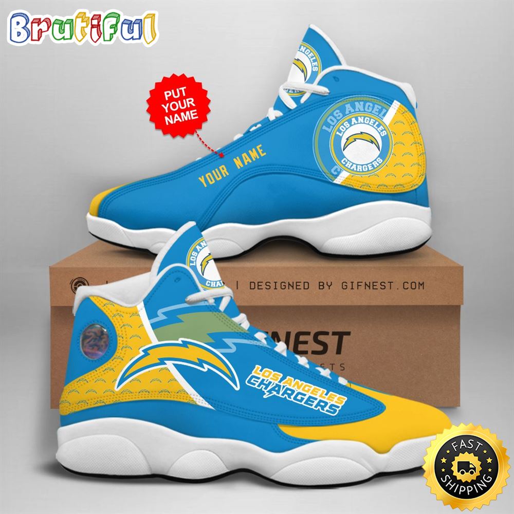 NFL Los Angeles Chargers Custom Name Air Jordan 13 Shoes V1 kahfwm