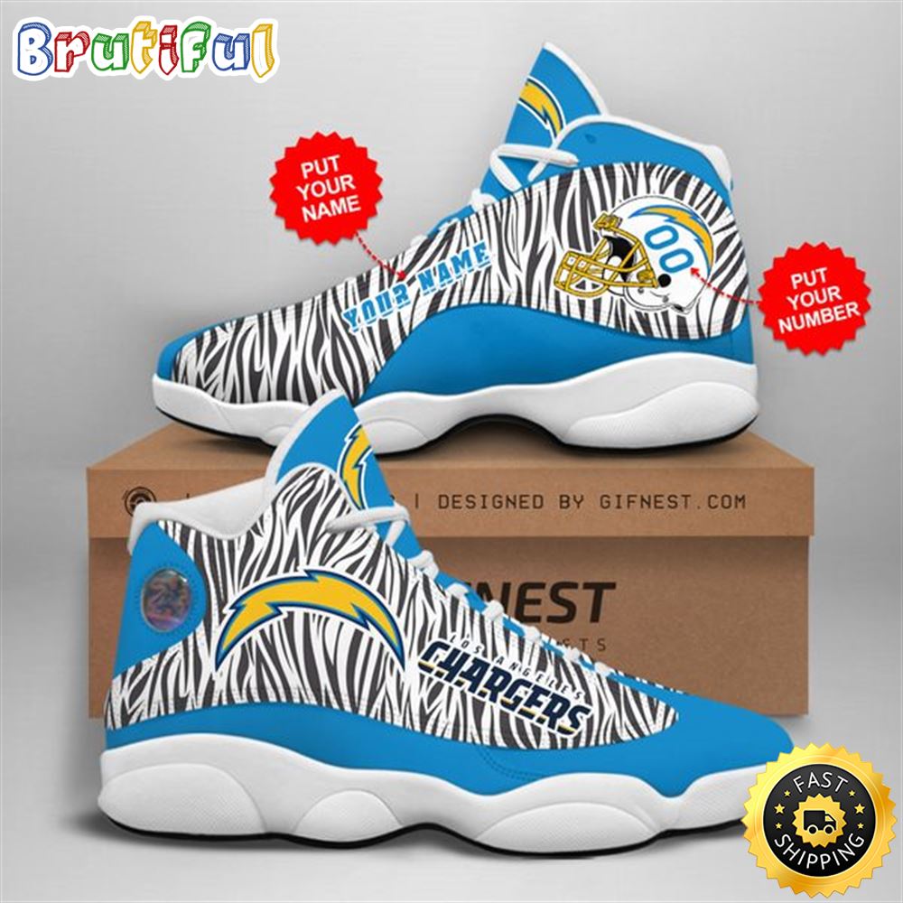 NFL Los Angeles Chargers Custom Name Number Air Jordan 13 Shoes V2 g91ebc